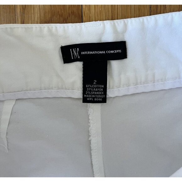 INC Womens White Shorts Size 2 Cotton Blend Mid-Rise - Picture 2 of 3